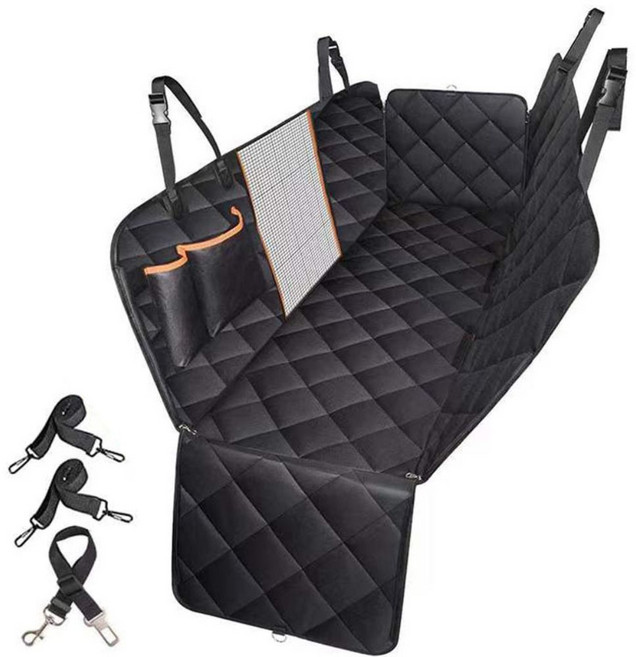 나나봉봉 안전벨트포함 강아지 뒷좌석 카시트, 1개, 블랙&오렌지