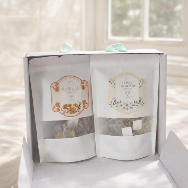 온유원 프리미엄 수제 꽃차 선물세트 2종(15개입)세트, 1개, 허니마일(15개입)+마리골드(15개입)