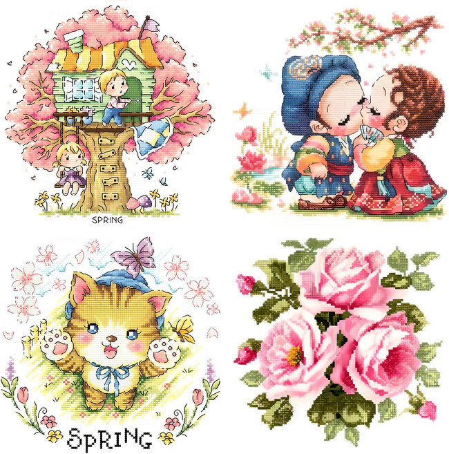 십자수 원단패키지 DIY 세트 (도안 실 바늘 만드는 재료 포함), Type1 십자수원단패키지, 1세트