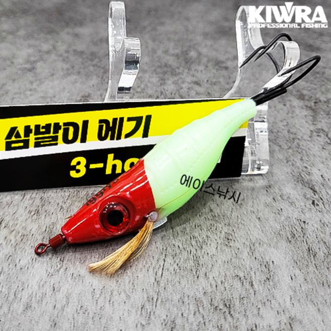 키우라 이끼야 문어 삼발이 에기 3발 3훅, 1개, 10g, 2.누드고추장(야광)
