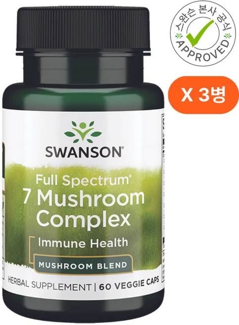 스완슨 7 버섯 컴플렉스 베지 캡슐, 3개, 60정 - 쿠팡