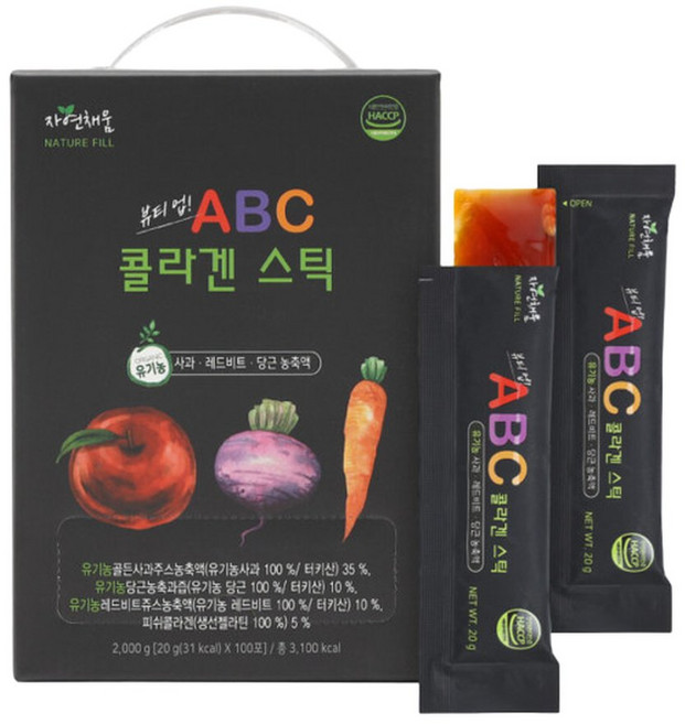 자연채움 뷰티업 ABC 콜라겐 스틱 20g x 100포 ABC주스와 콜라겐을 젤리 한포에, 100개