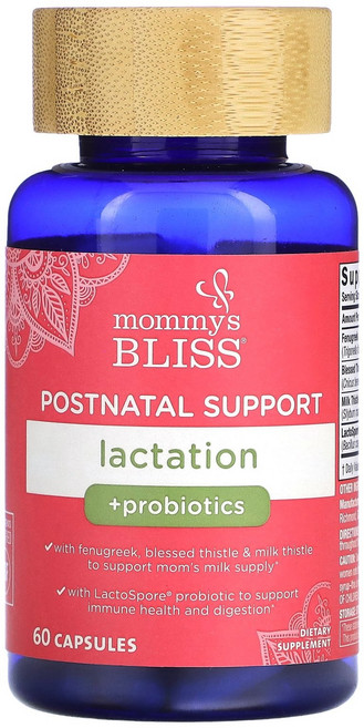 Mommy's Bliss 산후 지원 수유 + 프로바이오틱 캡슐 60정 Bliss (마미스 블리스), Mommy's Bliss, 산후 지원, 수유 + 프로바, 1개