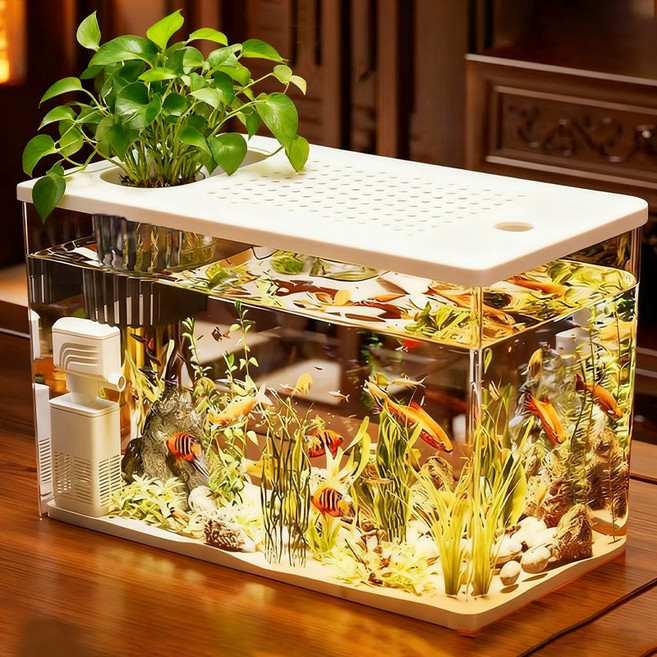 깨지지않는 세이프티 안심어항 신소재 거북이 열대어 수족관, 1개, 화이트
