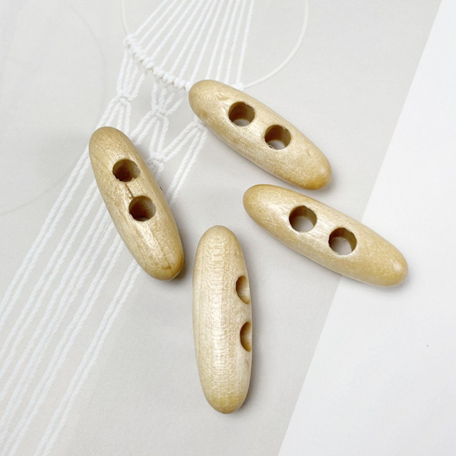 헤세드 (국산) 4cm 우드 타원형 떡볶이단추 코트단추 2구 (4p), 내추럴, 4개