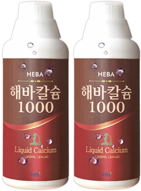 관절 연골 뼈건강 영양제 해바칼슘 수용성 이온칼슘 1000ml x 2병 액상미네랄 골다공증 골밀도강화 근육강화 고칼슘 무릎관절 영양제 건강관리 면역관리 수소수 칼슘, 1L, 2개