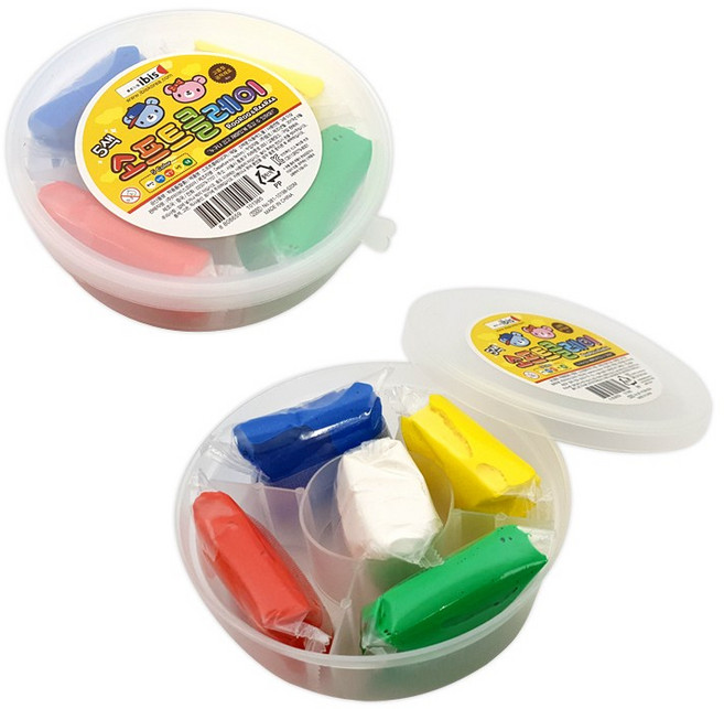 5색 소프트 클레이 오색 칼라 점토 찰흙 만들기 공예 공작 촉감 놀이 완구, 단품