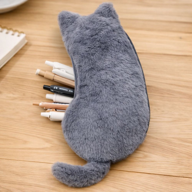 귀여운 고양이 필통, 1개, 그레이