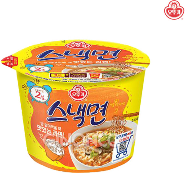 오뚜기 스낵면 90g 컵라면 탕비실 야식 캠핑 2분 계란찜 라면 여행, 1개