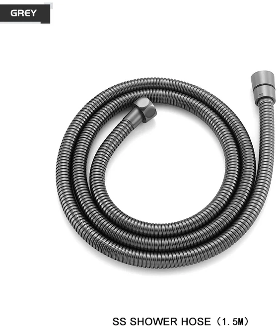 휴대용 샤워 헤드 브러시 골든 스프레이 니켈 목욕 스프링클러 매트 블랙 물 절약 크롬, 07 Grey Hose