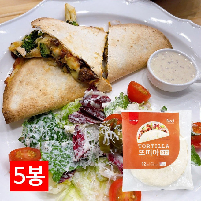 삼립 냉동 밀또띠아 10호 744g (62gX12입) 5개입 타코 부리또 브리또 퀘사디야, 5개