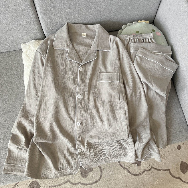 雲朵棉紗男士長袖睡衣套裝 簡約家居服