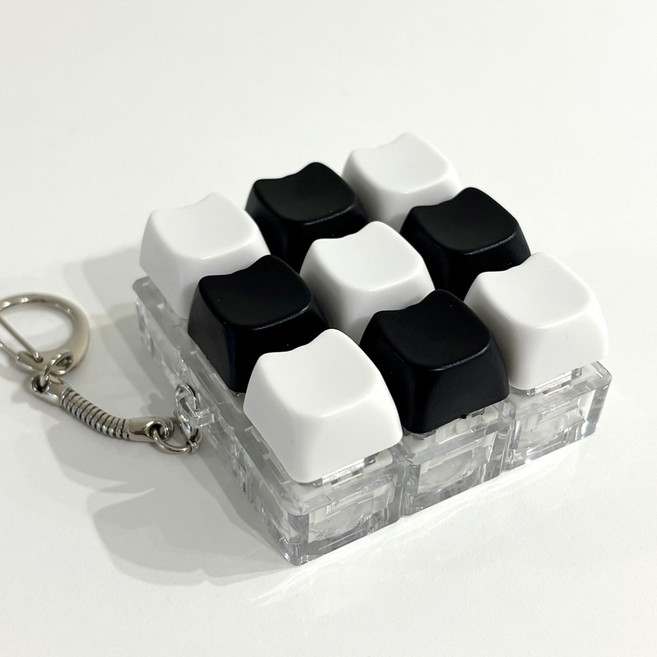 신스월드 고양이 키보드키링 열쇠고리 키캡키링 9구, 1개, 블랙 화이트