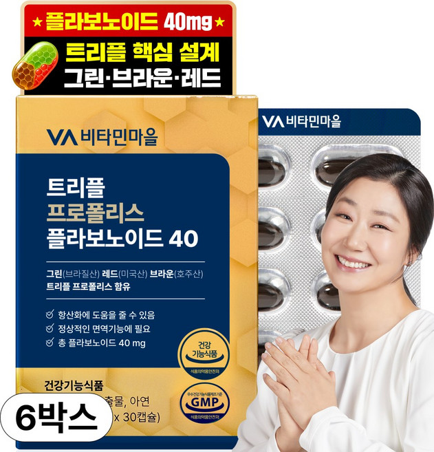비타민마을 트리플 프로폴리스 플라보노이드 40mg, 6개, 30정