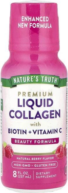 Nature's Truth 비오틴 + 비타민C 함유 프리미엄 액상 콜라겐 천연 베리 237ml(8fl oz), NaturesTruth비오틴비타민C함유프리미엄액상콜라겐, 1개, 237ml - 쿠팡