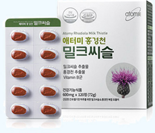 애터미 홍경천 밀크씨슬 (600mgX120정) 2개, 120정