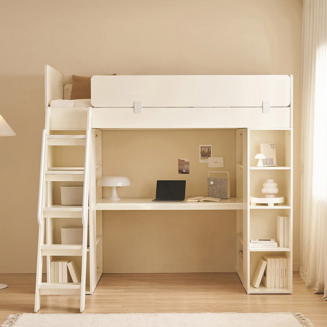 윌로우 라임 2층 책상 수납 벙커침대 SS, 아이보리