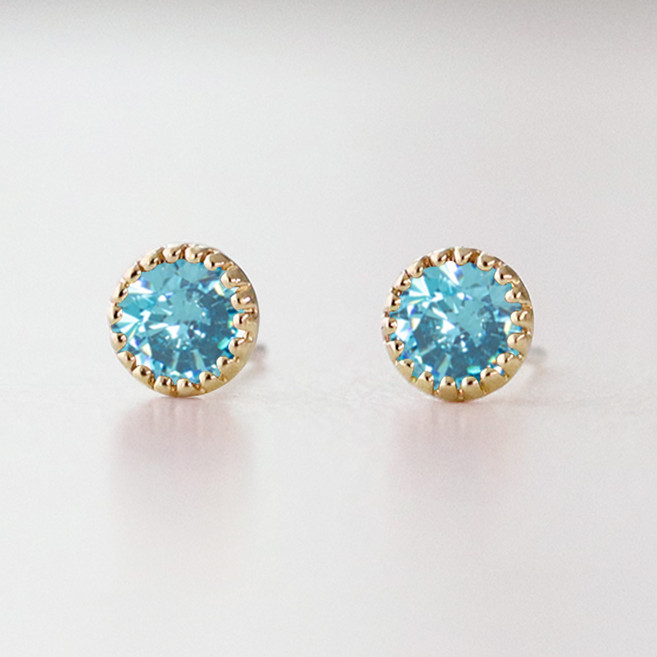 Silver 925 은침 탄생석 스터드 귀걸이 12종