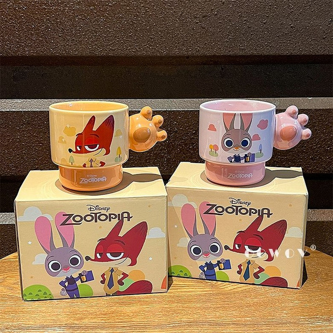 주토피아 커플컵 커플머그 주토피아2 가족머그 커플선물 머그컵 집들이 선물 닉 주디 컵 머그 도자기 머그잔, 2개 커플세트, 1개