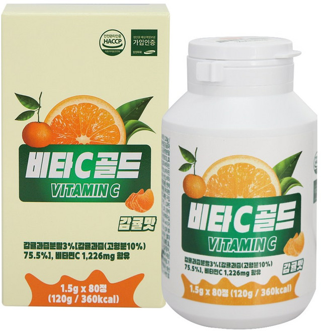 츄어블 비타민 C 골드 씹어먹는 감귤맛, 80정, 1개