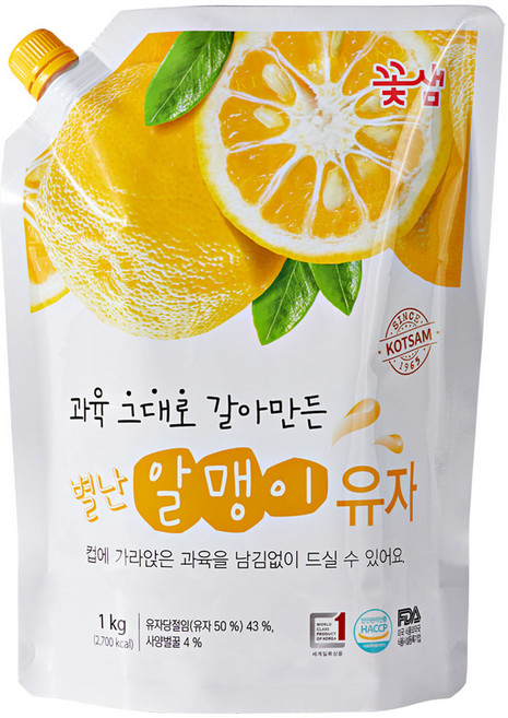 꽃샘 별난 알맹이 유자차, 1개, 1kg