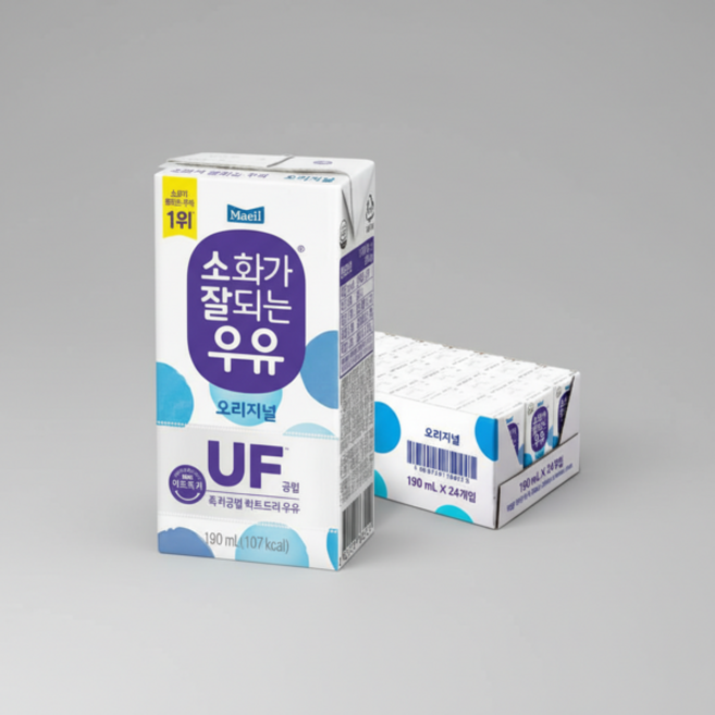 매일 소화가 잘되는 멸균우유 오리지널 190ml (24팩), 매일 소화가 잘되는 멸균우유 오리지널 190ml (24