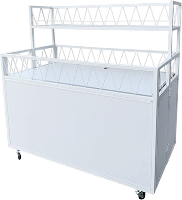 [매대인] 2단 W화이트매대 행사용 접이식 이동식 백화점 매대 가판대 옷 휴대폰 상품 진열대 행사평대 HS-340