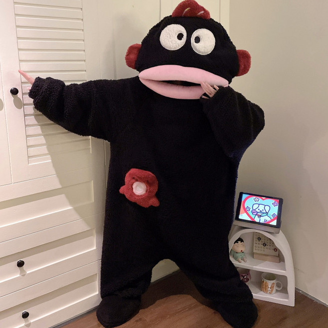 한교동 잠옷 겨울 긴팔 상어 커플 파자마 홈웨어 바지 동물잠옷 극세사 세트 수면