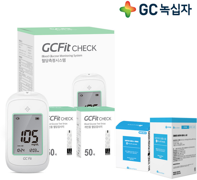[2026년 신형 출시] 녹십자 GC fit Check 지씨핏 첵 혈당측정기 당뇨 체크기 혈당계+시험지100+침110+솜100, 1개