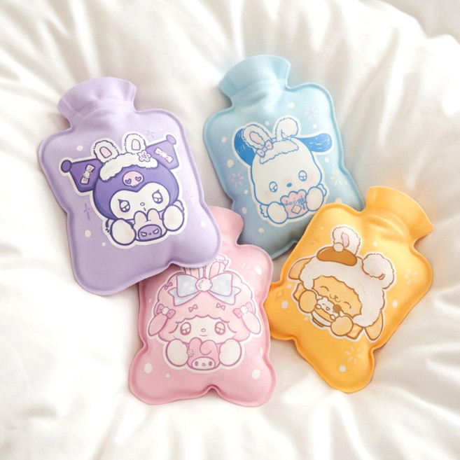 캐릭터 보온 물 주머니 핫 찜질 팩 손난로 극세사 핫팩 재사용, 쿠로미(퍼플), HI-500ml