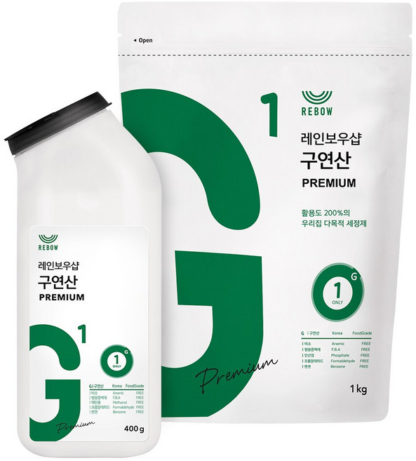 레인보우샵 구연산 프리미엄 톡톡이 리필 세트 용기 500g 1개+리필 1kg 1개, 구연산 프리미엄 톡톡이 리필세트 (본품 400g + 리, 1세트