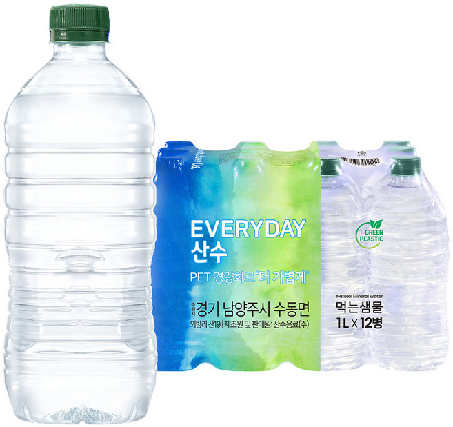 먹는샘물산수 에브리데이 산수 무라벨, 1L, 24개
