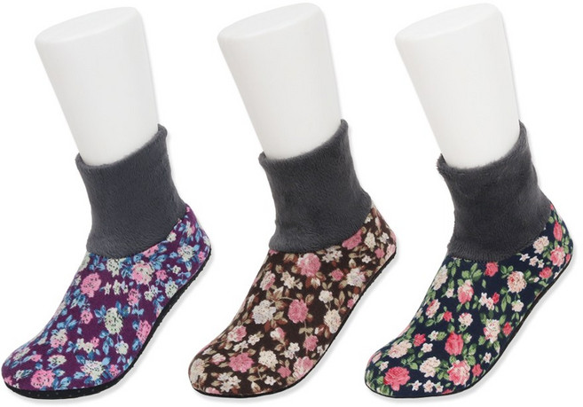 여성용 니트버선 로즈패턴 기모카바 3켤레