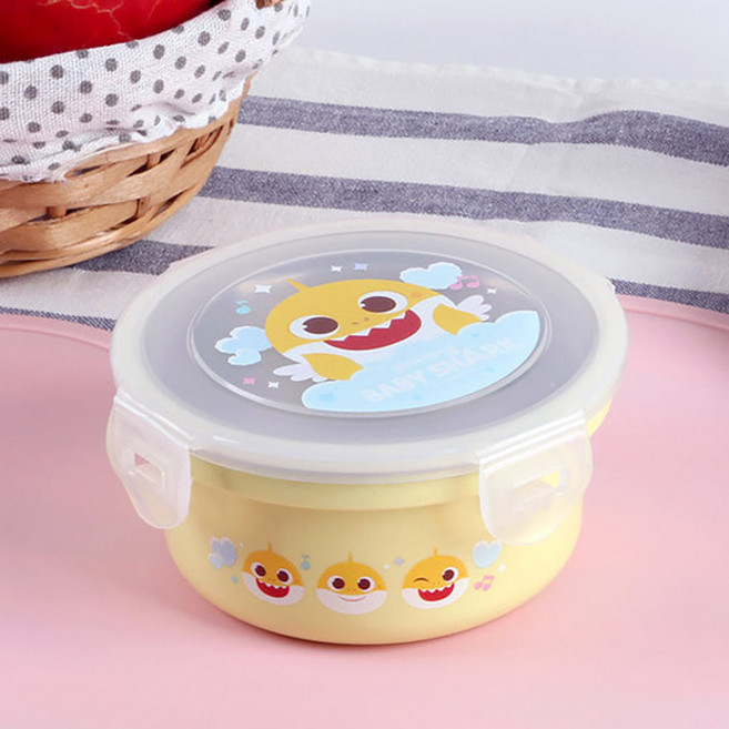 핑크퐁 아기상어 스텐 멀티저장용기-옐로우, 단품