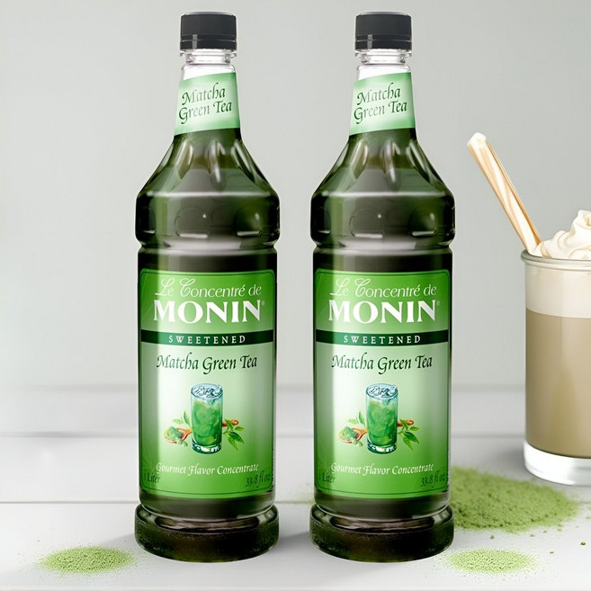 프랑스 모닌 말차 녹차 그린티 농축액 시럽 1리터 x2병 스무디 음료