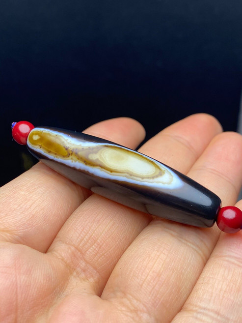 天眼 天珠 配珠 配飾 掛件 吊墜 鎖骨珠 尺寸51*13mm 編號M, 如圖所示, 1個
