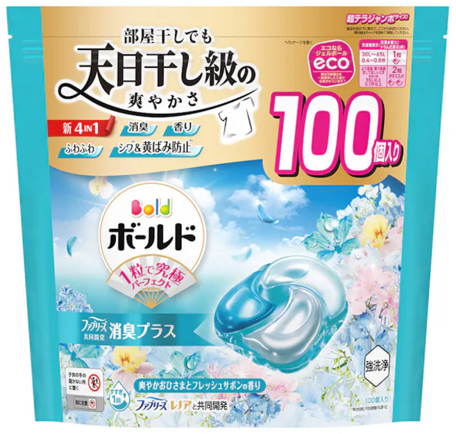 일본 보르도 젤볼 캡슐세제 탈취 플러스 프레시향 고농축 세탁세제, 3개, 100개입