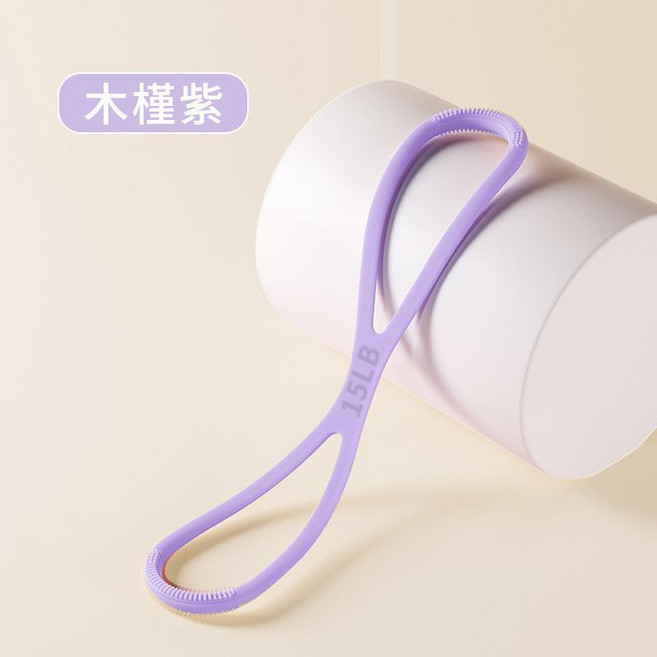 8字拉力器 開肩美背 彈力帶, 矽膠八字拉力帶 - 紫色15LB, 如圖所示