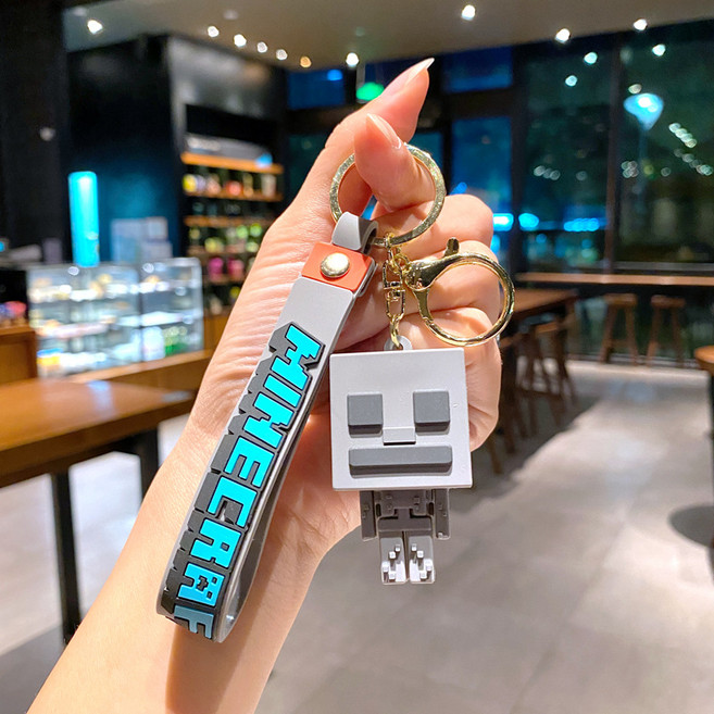 번블랙 마인크래프트 마크 캐릭터 피규어 키링 키홀더 자동차 가방장식 굿즈, 1개, 그레이