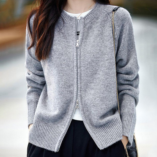 TKX 여성 니트 카디건 가을 봄 간절기 기본 스타일 집업 디자인 심플 패션 KS97