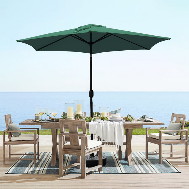 대형 파라솔 꺾임 캠핑 낚시 비치용 야외 휴대용 파라솔 받침대 포함 6~8인용 그늘막, 그린