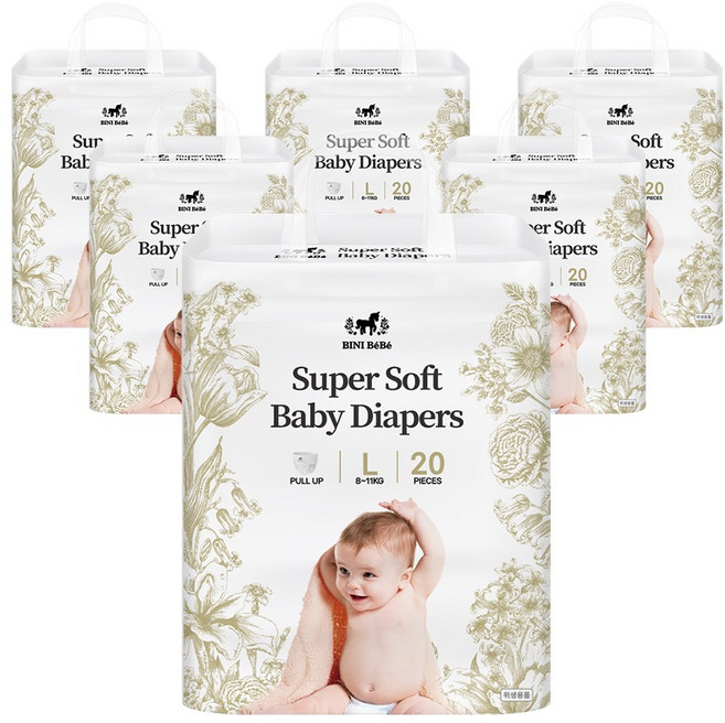 비니베베 프리미엄 팬티형 기저귀 유아용, 대형(L), 120매