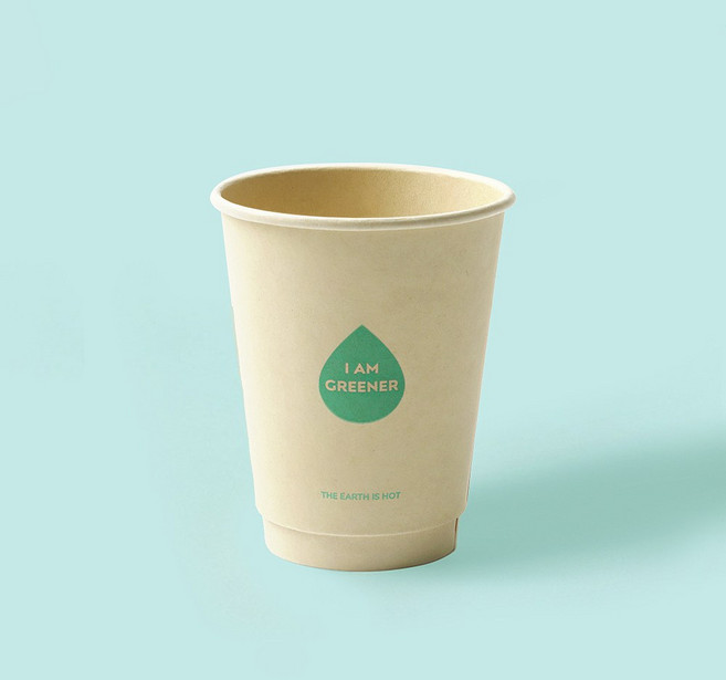 [IG] 12 대나무 이중 종이컵 카페 커피컵, 1개, 500개입