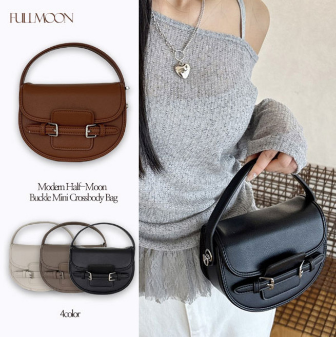 [투웨이]봄맞이 미니 레더백 크로스 반달가방 모던하프문버클미니토트백
