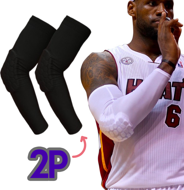 leoq 스포츠 농구 팔꿈치 충격 쿠션 보호대, 블랙, 2개