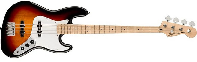 Squier by Fender Affinity Jazz Bass Maple Fingerboard White Pickguard 3-Color Sunburst, 1개