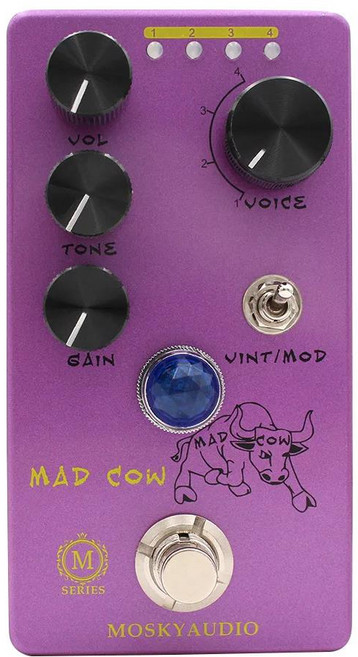 MOSKYAUDIO MAD COW 왜곡 일렉트릭 기타 베이스 이펙트 페달 4 모드 노브 트루 DJ 장비 포함, 01 Purple, 1개