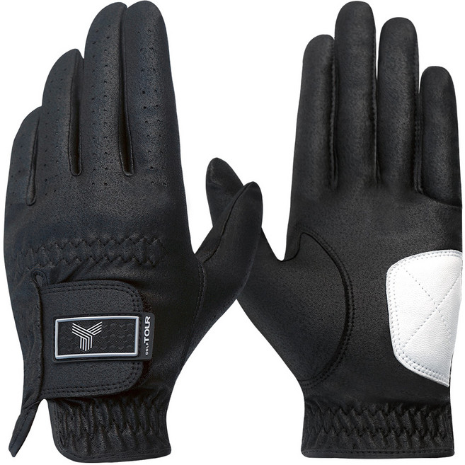 투어골프 빨아쓰는 연습용 양손 골프장갑 남성용 양피덧댐, 1세트, TGM-11 화이트