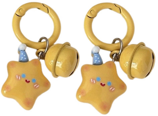 엑스비지 방울 오각별 스몰키링 1+1, 옐로우, 1세트