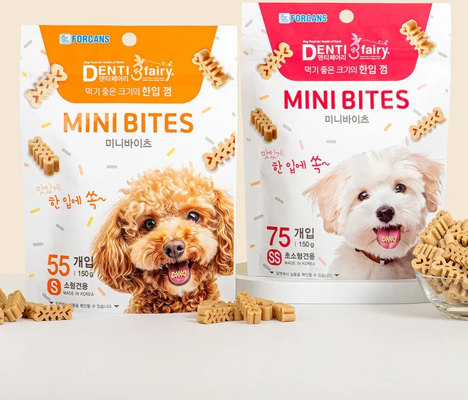 포켄스덴티페어리 강아지 미니바이츠 SS 한입덴탈껌 초소형견용 75p, 타피오카, 150g, 1개 - 쿠팡